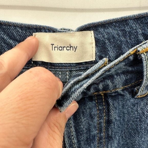 Y2K NWT TRIARCHY MOM highrise button relaxed tapered trendy stylish blue jean 27 - Picture 4 of 12